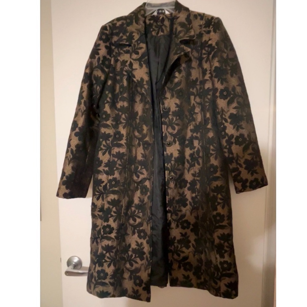 George Black and Brown Floral Trench Coat